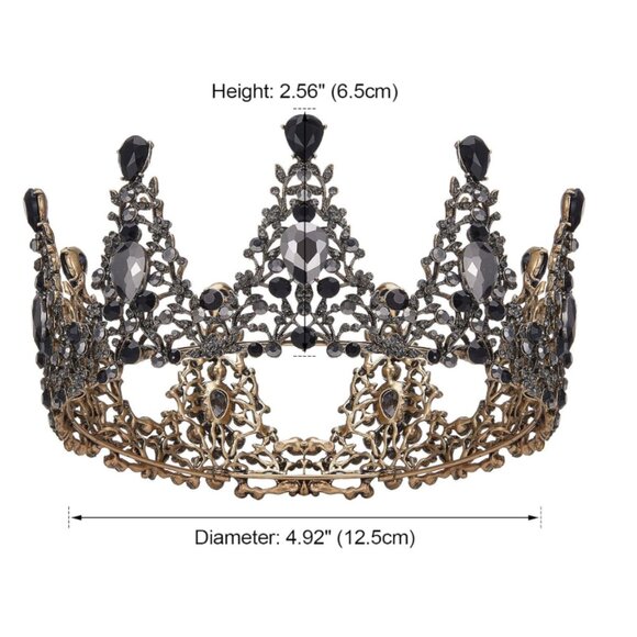 Black Baroque Queen Crown main image 5
